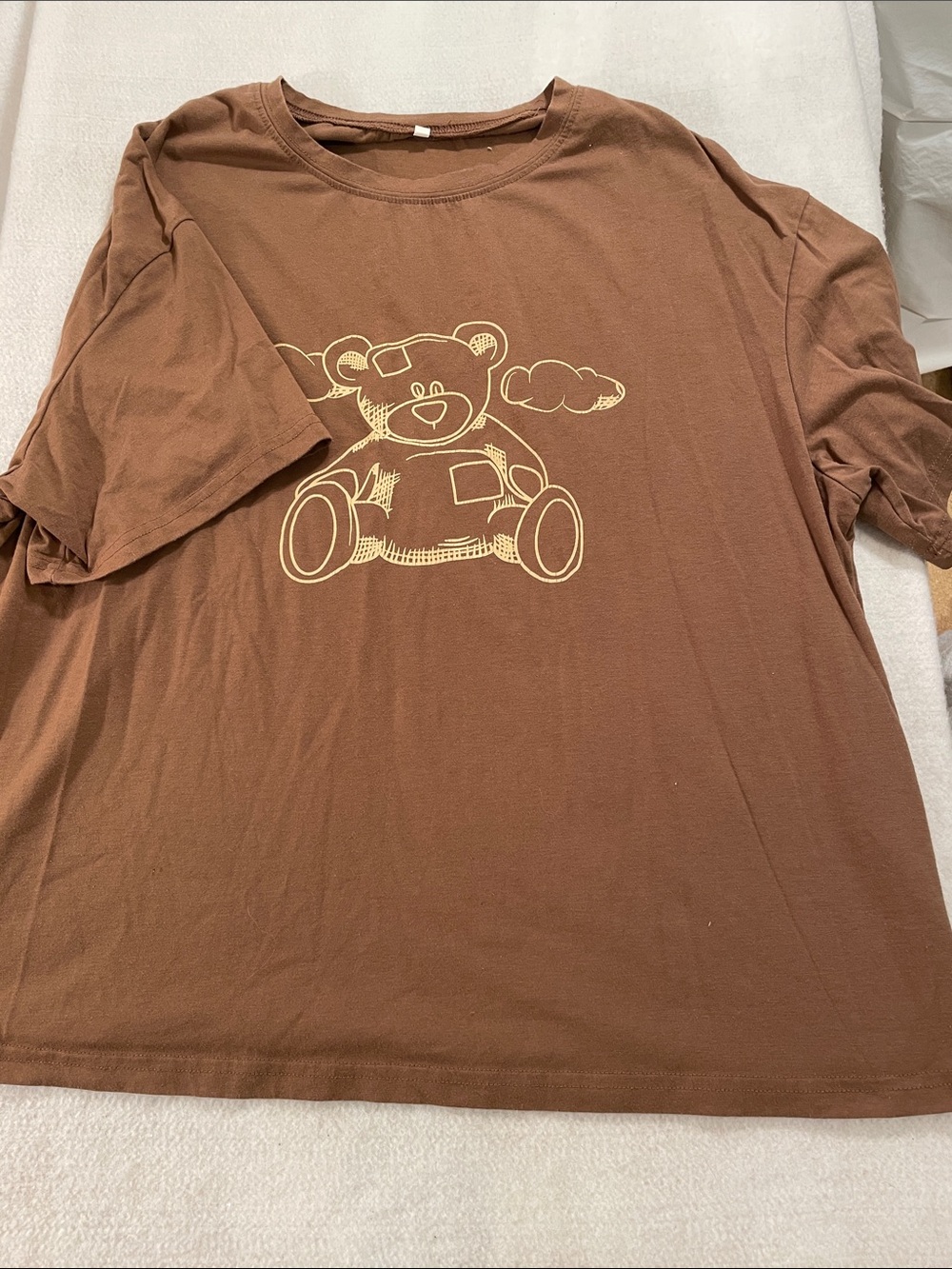 Source Unknown Brown Short-Sleeve Tee with Yellow Teddy Graphic